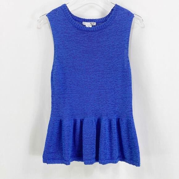 WD-NY Blue Round Neck Peplum Sleeveless Blouse - Picture 9 of 9